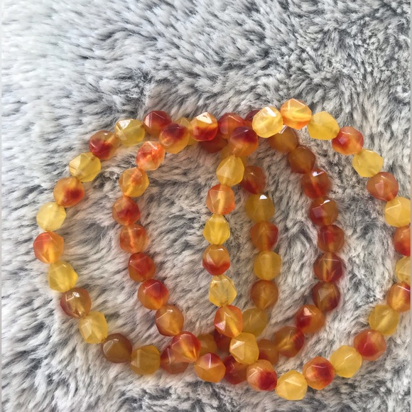 Jewelry | Golden Fire Color Stretch Bracelet Set | Poshmark